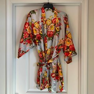 Silk floral robe large